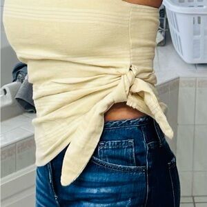 Free People Cream Off-Shoulder Top